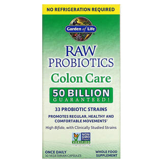 Garden of Life, RAW Probiotics, Cuidado del colon, 30 cápsulas vegetales