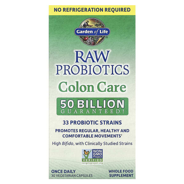 Garden of Life, RAW Probiotics, Colon Care, 30 Vegetarian Capsules