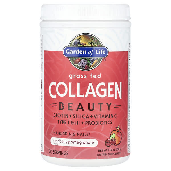 Garden of Life Grass Fed Collagen Beauty, Cranberry Pomegranate, 9.52 oz (270 g)
