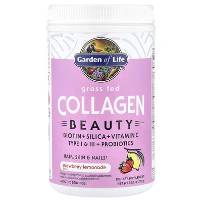 Garden of Life, Grass-Fed Collagen Beauty Formula, Strawberry Lemonade, 9.52 oz (270 g)
