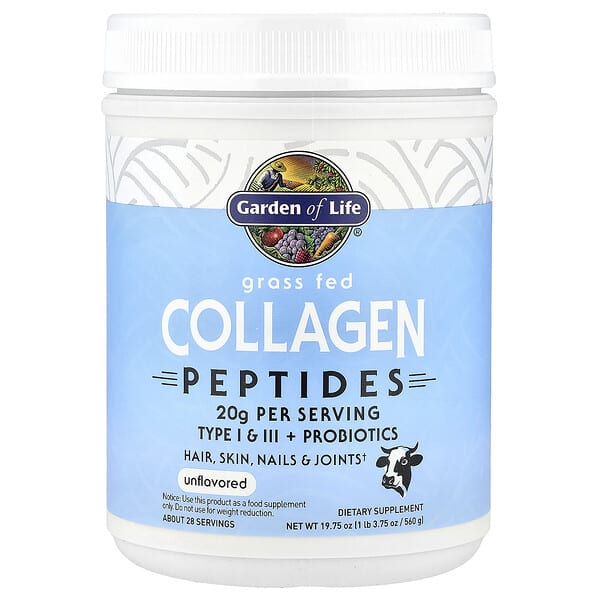 Garden of Life, Grass Fed Collagen Peptides, Unflavored, 19.75 oz (560 g)