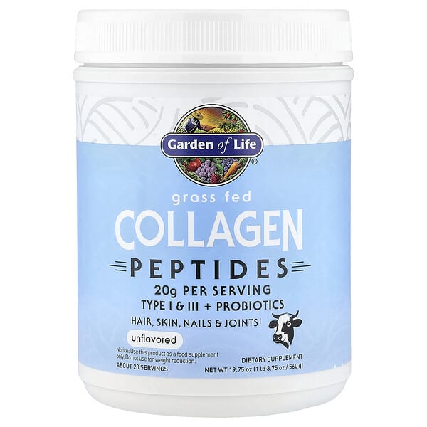 Garden of Life, Grass Fed Collagen Peptides, Unflavored, 19.75 oz (560 g)