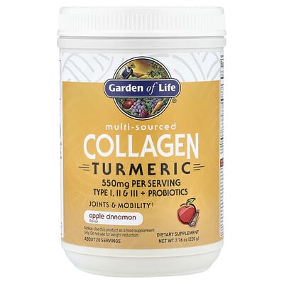 Garden of Life, Multi-Source Collagen Turmeric, Apple Cinnamon, 7.76 oz (220 g)