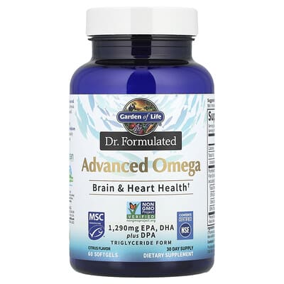 Garden of Life, Dr. Formulated, Advanced Omega, Citrus, 60 Softgels (645 mg per Softgel)