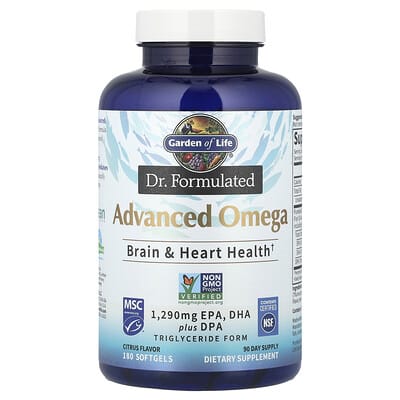 Garden of Life, Dr. Formulated, Advanced Omegas, Lemon, 180 Softgels
