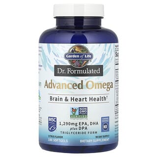 Garden of Life, Dr. Formulated, Advanced Omega, Citrus, 180 Softgels