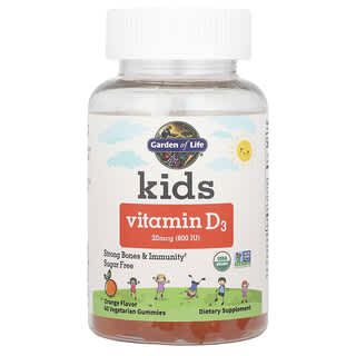 Garden of Life, Kids, Vitamin D3, Orange, 20 mcg (800 IU), 60 Vegetarian Gummies