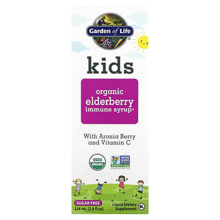 Garden of Life, 兒童，有機接骨木果機體抵抗糖漿，含野櫻莓和維生素 C，3.9 液量盎司（116 毫升）