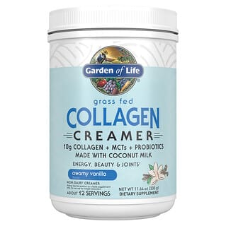 Garden of Life, Grass Fed Collagen Creamer, krémes vanília, 11,64 uncia (330 g)