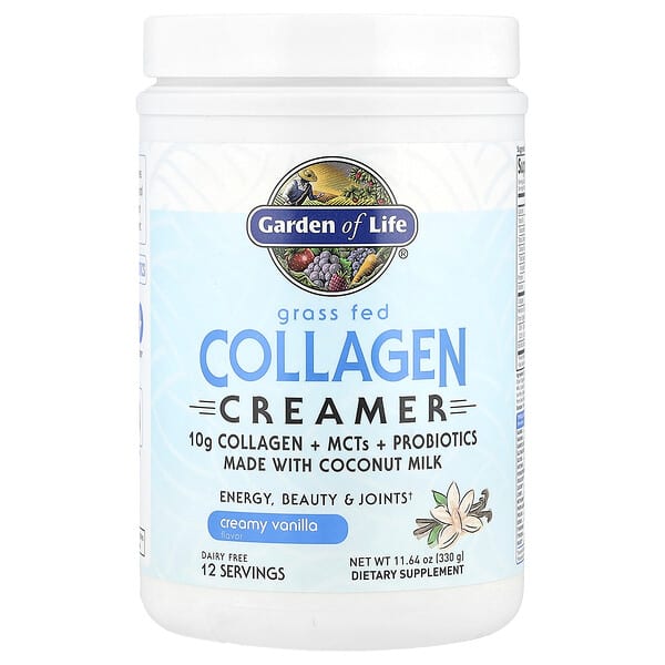 Garden of Life Grass Fed Collagen Creamer, Creamy Vanilla, 11.64 oz (330 g)
