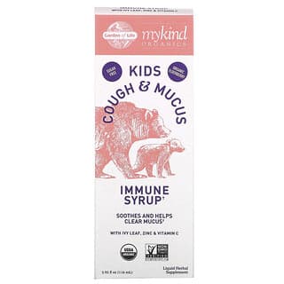 Garden of Life, Mykind Organics 系列兒童專用咳痰舒緩配方，免疫幫助糖漿，含常春藤葉/鋅/維生素 C，3.92 液量盎司（116 毫升）