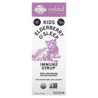 Garden of Life, Mykind Organics, Kids Elderberry & Sleep, Immune Syrup with Bedtime Herbs, Zinc & Vitamin C, 3.92 fl oz (116 ml)