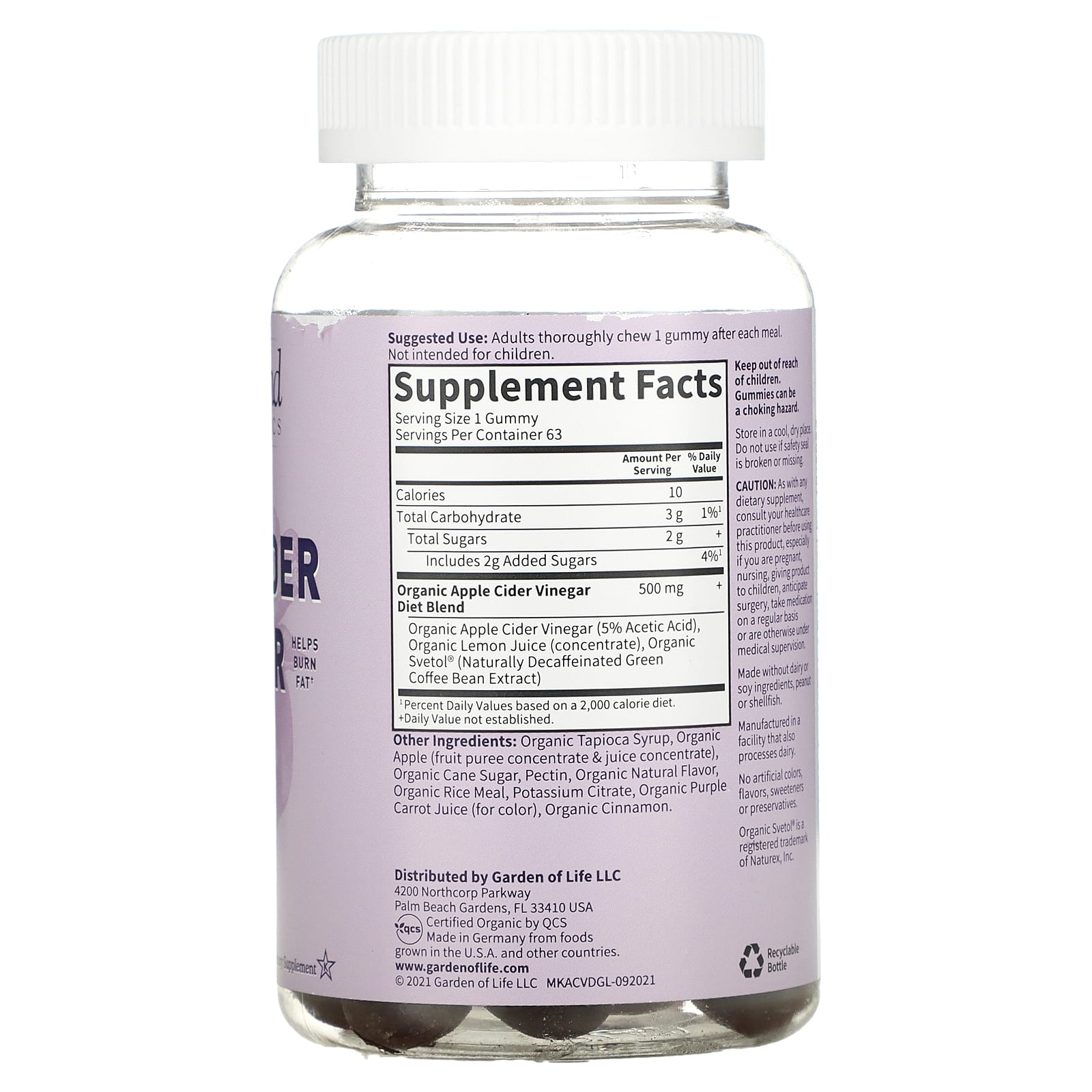 Garden of Life, MyKind Organics, Organic Apple Cider Vinegar Diet