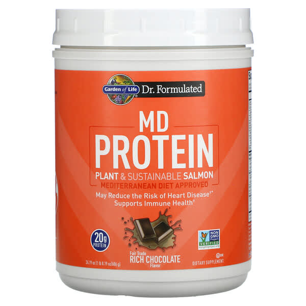Garden of Life, MD Protein, Plant & Sustainable Salmon, Rich Chocolate, 24.19 oz (686 g)
