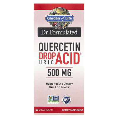 Garden of Life, Dr. Formulated, Quercetin Uric Acid Drops, 500 mg, 60 Vegan Tablets