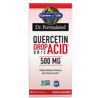 Garden of Life, Dr. Producto formulado, Gotas de quercetina y ácido úrico, 500 mg, 60 comprimidos veganos