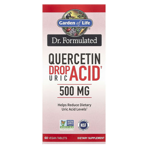 Garden of Life Dr. Formulated, Quercetin Drop Uric Acid, 500 mg, 60 Vegan Tablets