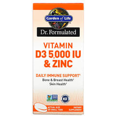 Garden of Life, Dr. Formuliert, Vitamin D3 und Zink, 30 kleine Tabletten