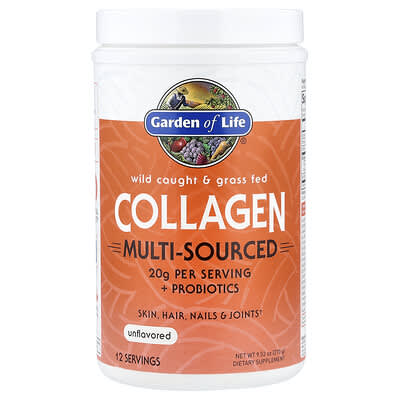Garden of Life, Wild Caught & Grass-Fed Collagen, Multi-Source, Unflavored, 9.52 oz (270 g)