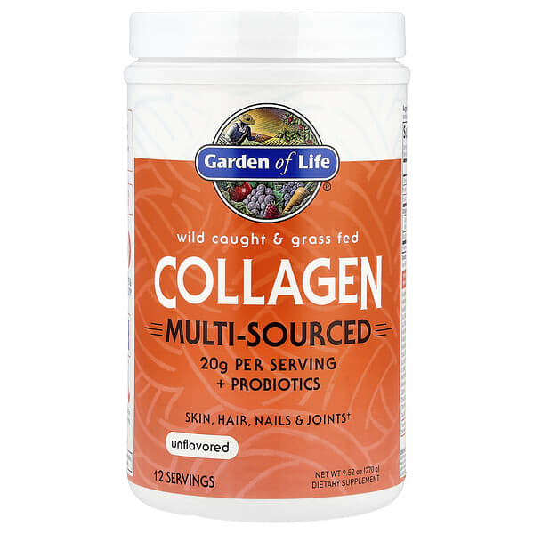Garden of Life Wild Caught & Grass Fed Collagen, Multi-Sourced, Unflavored, 9.52 oz (270 g)