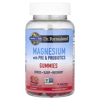 Garden of Life, Magnesium with Pre & Probiotics Gummies, Raspberry , 60 Gummies