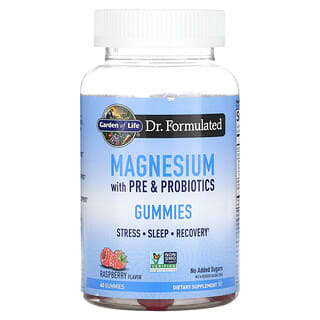 Garden of Life, Magnesium with Pre & Probiotics Gummies, Raspberry , 60 Gummies