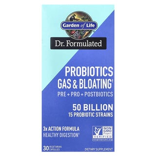 Garden of Life, Probiotics Gas & Bloating, 50 Billion, 30 Vegetarian Capsules