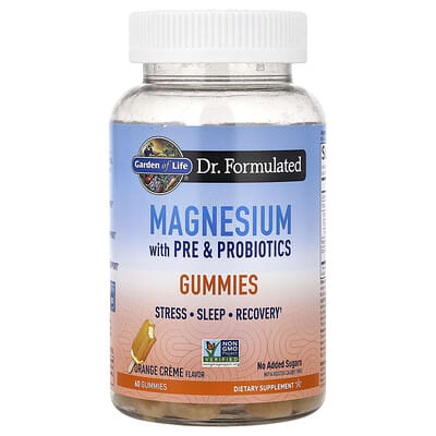 Garden of Life, Magnesium with Pre & Probiotics Gummies, Orange Cream, 60 Gummies
