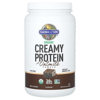 Garden of Life, Organic Creamy Protein with Oatmilk Powder, cremiges Bio-Protein mit Hafermilchpulver, Schokoladen-Brownie, 920 g (2 lb. 0,45 oz.)