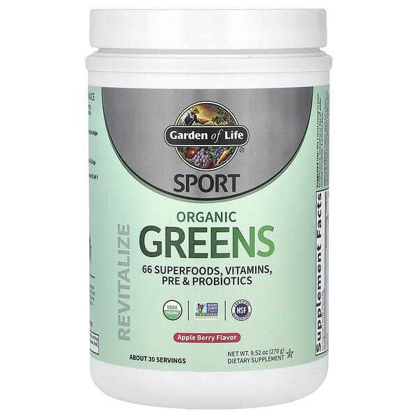 Sport, Organic Greens, Apple Berry, 9.52 oz (270 g)