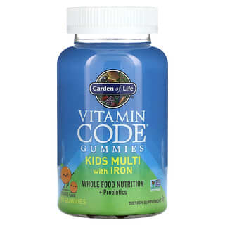 Garden of Life, Gomitas Vitamin Code, Suplemento multivitamínico con hierro para niños, Naranja`` 90 gomitas