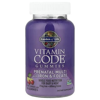 Garden of Life, Gomas de Vitamina Code, Multivitamínico Pré-natal com Ferro e Folato, Limonada de Cereja, 90 Gomas
