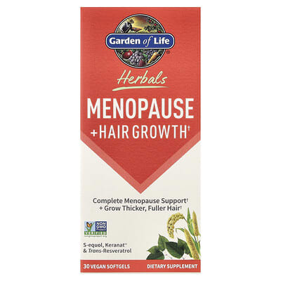 Garden of Life, Herbal, Menopause + Hair Growth, Berry Flavor, 30 Vegan Softgels