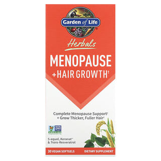 غاردن أوف لايف‏, Herbals ، لانقطاع الطمث + لنمو الشعر ، التوت ، 30 كبسولة هلامية نباتية