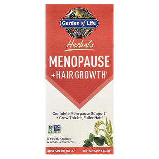Garden of Life, Ierburi, menopauză + creșterea părului, fructe de pădure, 30 de capsule moi vegane