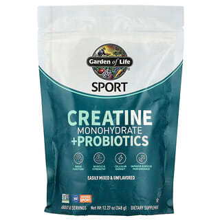 Garden of Life, Sport, моногидрат креатина и пробиотиков, без добавок, 348 г (12,27 унции)