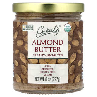 Gopal's, Mantequilla de almendra orgánica, Cremosa, Sin sal, 227 g (8 oz)