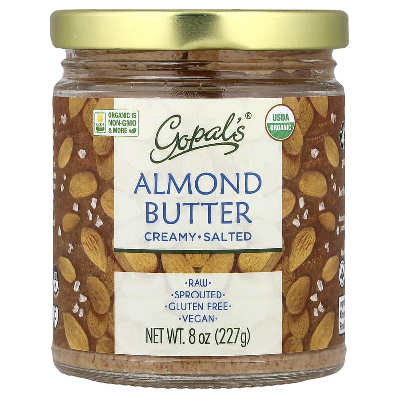 almond butter glutathione Gopal's Organic Sprouted Creamy Salted 8 oz Creamy almond