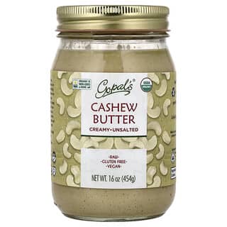 Gopal's, Organic Cashew Butter, Creamy, Unsalted, 16 oz (454 g)
