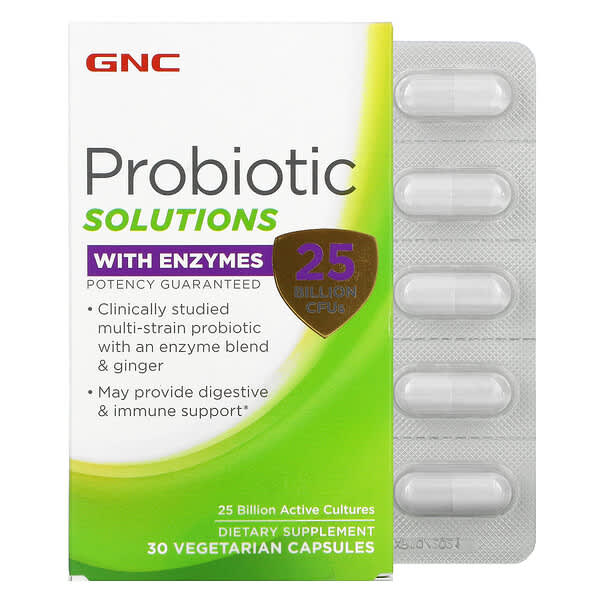 GNC Probiotics, 含酶益生菌素食膠囊，250 億 CFU，30 粒裝