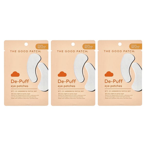 The Good Patch, De-Puff Eye Patches, 3 Patch Sets