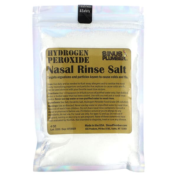 Greensations, Sinus Plumber, Hydrogen Peroxide, Nasal Rinse Salt, 4 oz