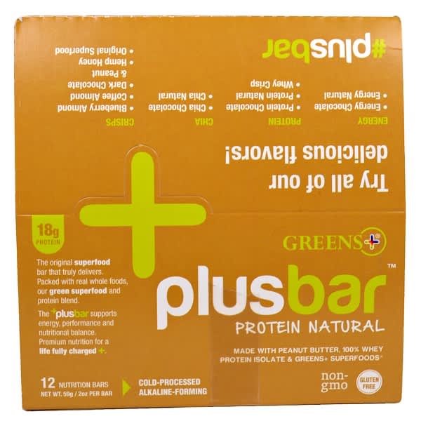 Greens Plus, Plusbar, Protein Natural, 12 Bars, 2 oz (59 g) Each (Discontinued Item) 