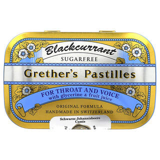 Grether's Pastilles, Para la garganta y la voz, Sin azúcar, Grosella negra`` 24 pastillas, 60 g (2 1/8 oz)