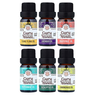 GuruNanda, Top 6 Singles, Pure & Natural Essential Oils, 6 Pack, .33 fl oz (10 ml) Each