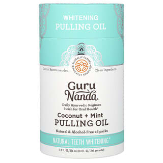 GuruNanda, Whitening Pulling Oil, aufhellendes Pulling-Öl, Kokosnuss und Minze, 28er Pack, je 12 ml (0,4 fl. oz..)
