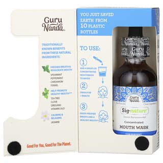 GuruNanda, Sig-Nature, концентрированный ополаскиватель для рта, дикая мята, 59 мл (2 жидк. унции)