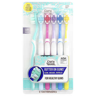 GuruNanda, Bristle Toothbrush Multi-Pack, Extra Soft, 6 Toothbrushes