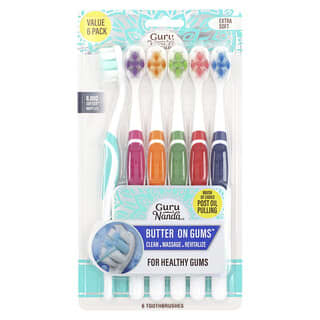 GuruNanda, Bristle Toothbrush Multi-Pack, Extra Soft, 6 Toothbrushes