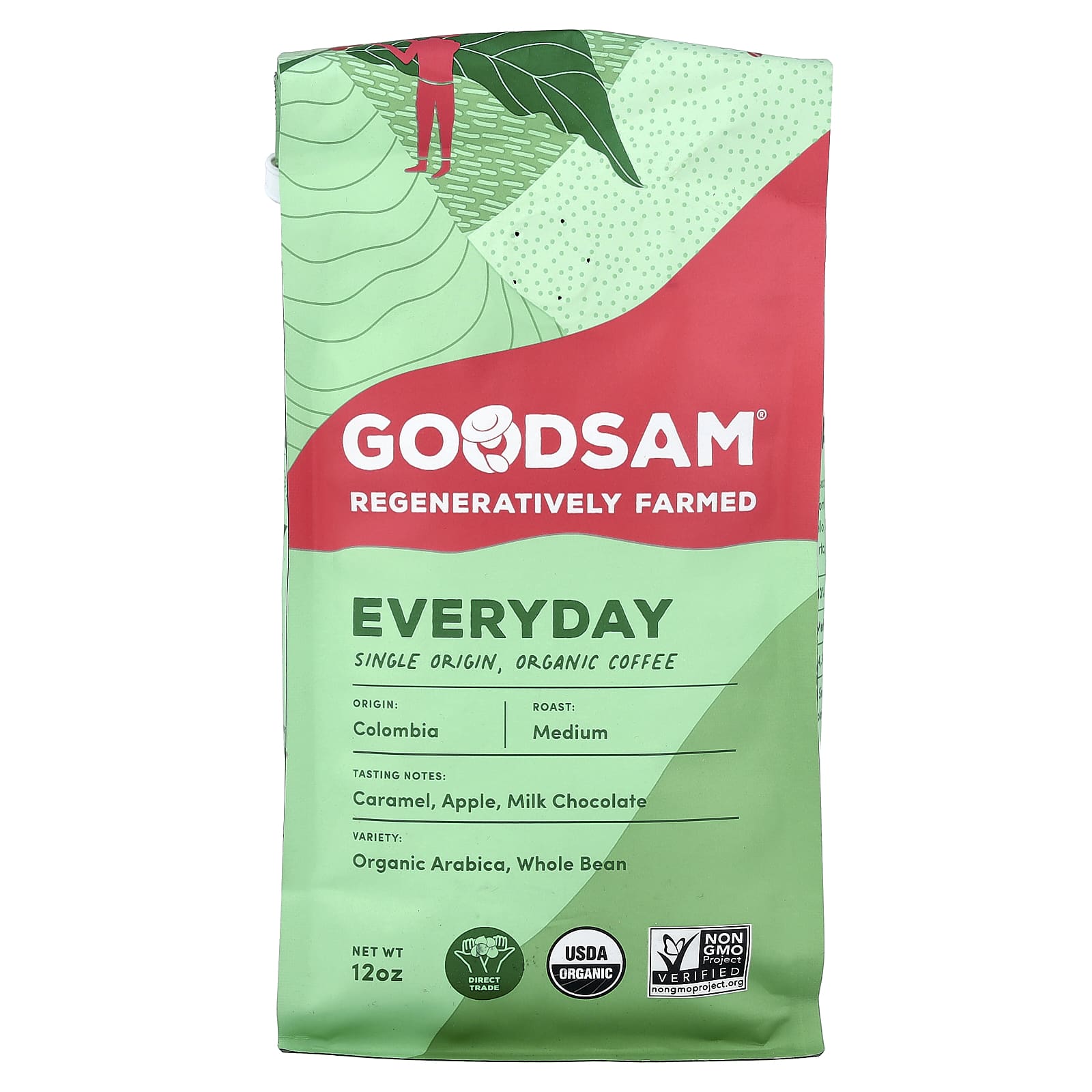GoodSam PBC, органический кофе одного происхождения, для ежедневного использования, цельные зерна, средняя обжарка, 12 унций